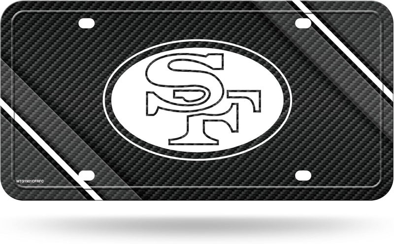 NFL Football San Francisco 49ers Retro Carbon Fiber Design Metal Auto Tag 6" x 12" - Great for Truck/Car/SUV